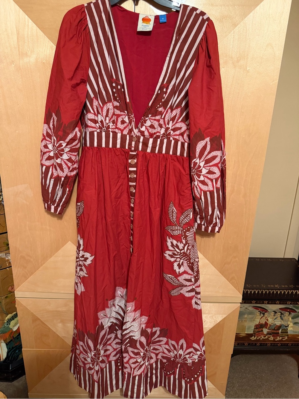 FARM Rio Rust Floral Button-Front Maxi Dress - Picture 2 of 5
